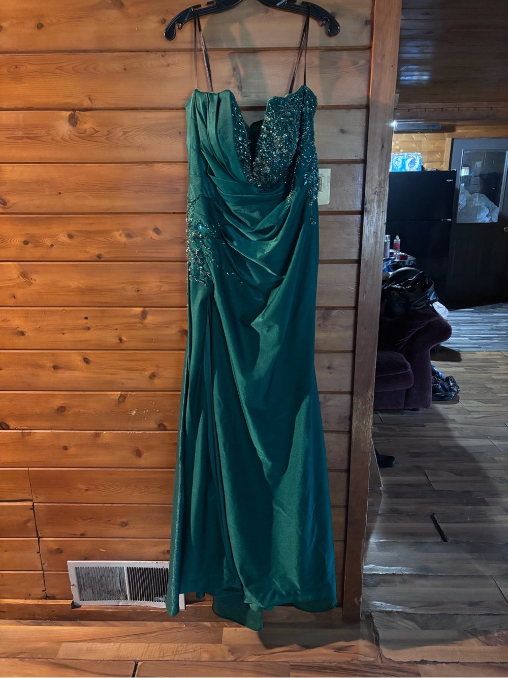 Alyce Paris Emerald Green Strapless Beaded Evening Gown